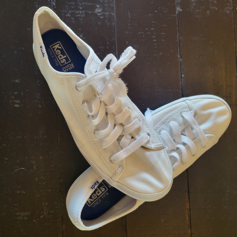 Keds White Canvas Platform Shoe Womens 10